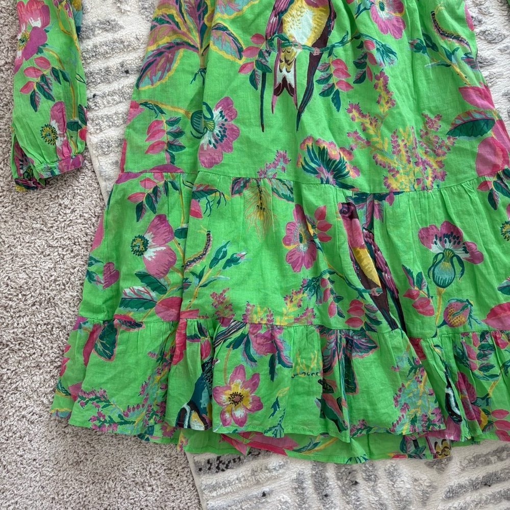 Banjanan green floral birds print dress size XS - Picture 4 of 12